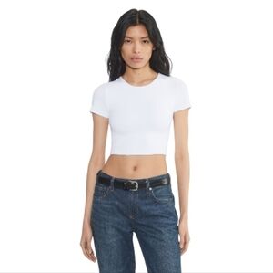 Aritzia Babaton Contour Crew Cropped T-Shirt White Women's XL